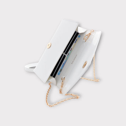 Small handbag - crossbody - White semi patent leather - Gold