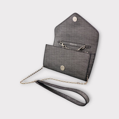 Small handbag - crossbody - Graphite leather - Silver