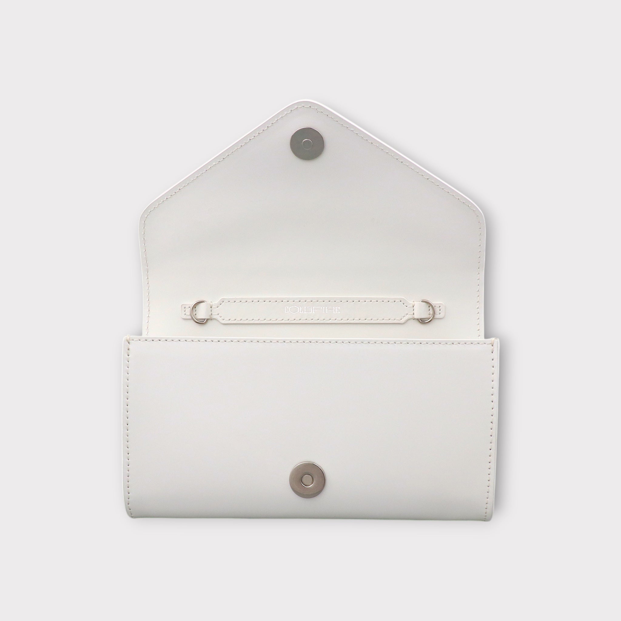 Small handbag - crossbody - White semi patent leather - Silver