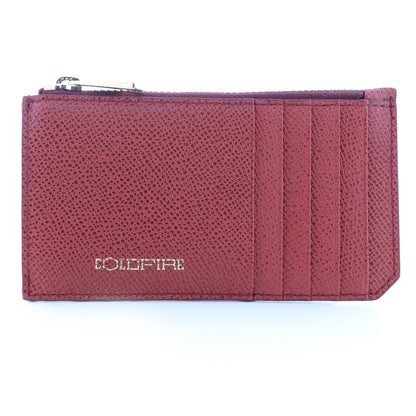 Ares Genuine Leather Card Holder with Zipper in Dark Red - Unisex - COLDFIRE