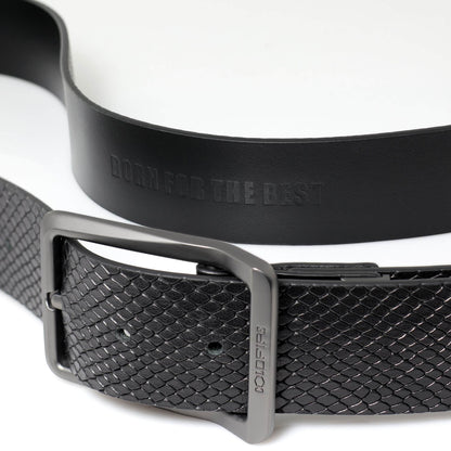 Premium Men's Leather Belt | Heavy Duty EDC Belt | Black Snake Skin Pattern - COLDFIRE