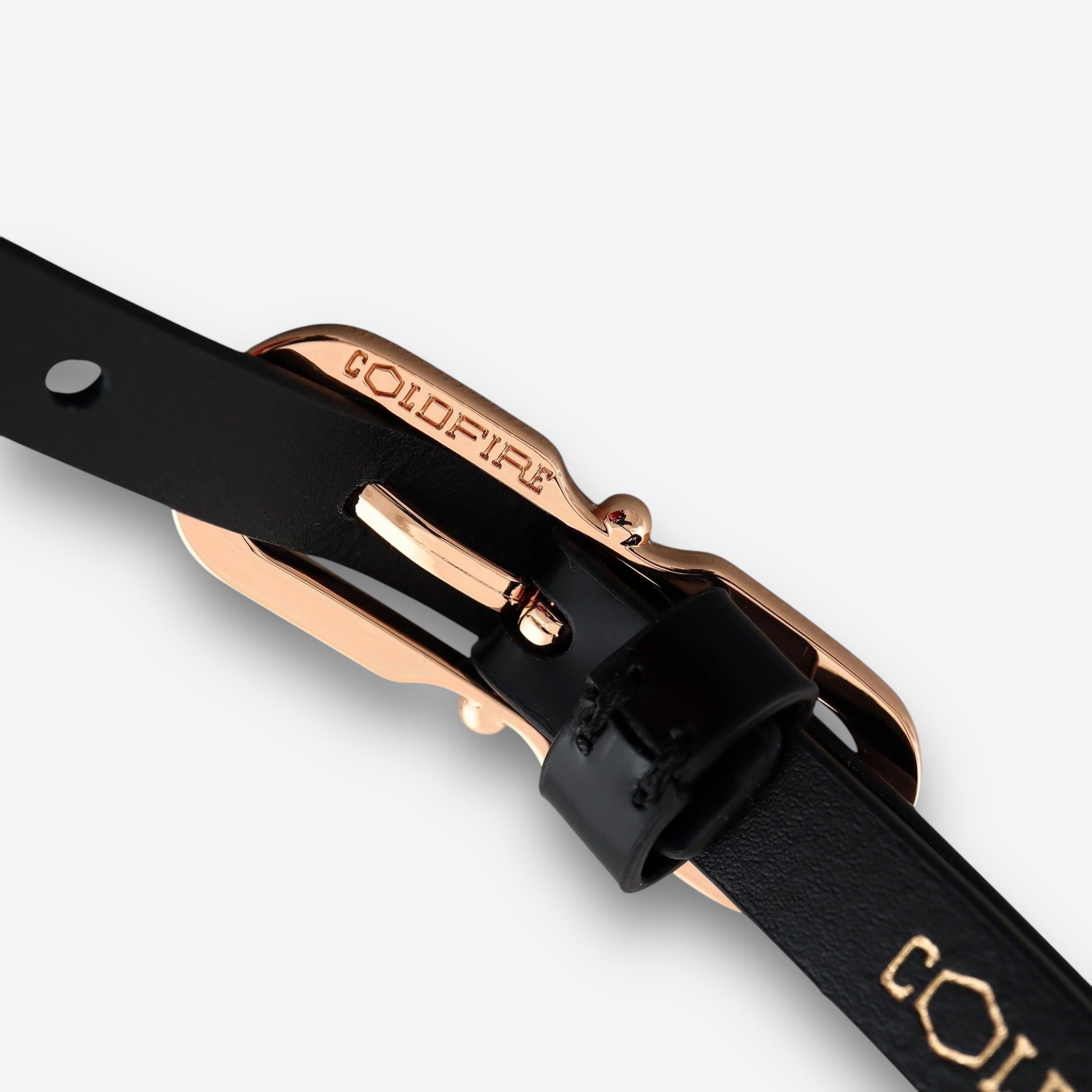 Solstice Gold - Black Semi Patent-women's belt-COLDFIRE