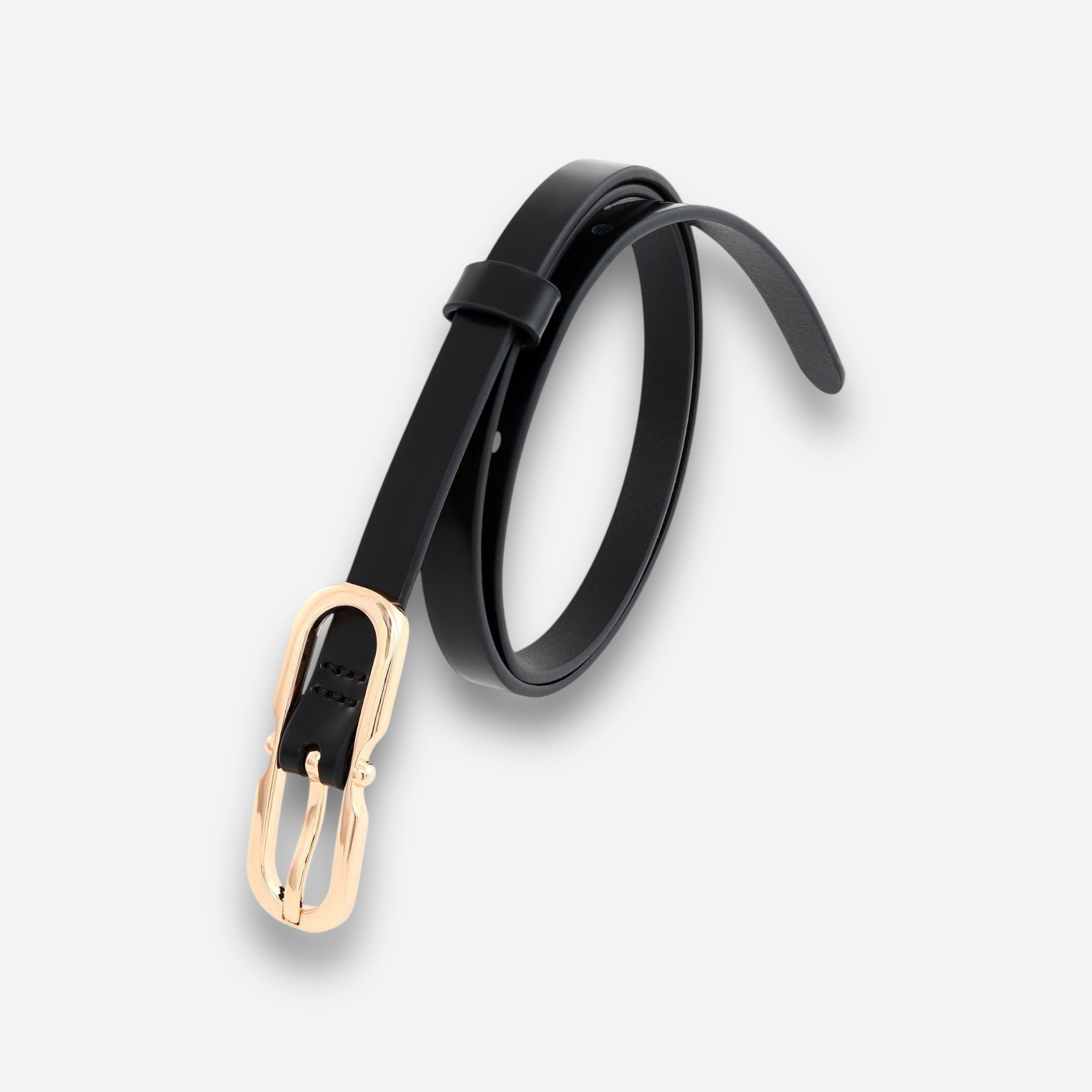 Solstice Gold - Black Semi Patent-women's belt-COLDFIRE