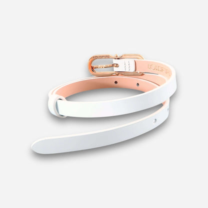 Solstice Gold - White Semi Patent-women's belt-COLDFIRE