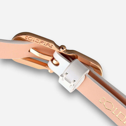 Solstice Gold - White Semi Patent-women's belt-COLDFIRE