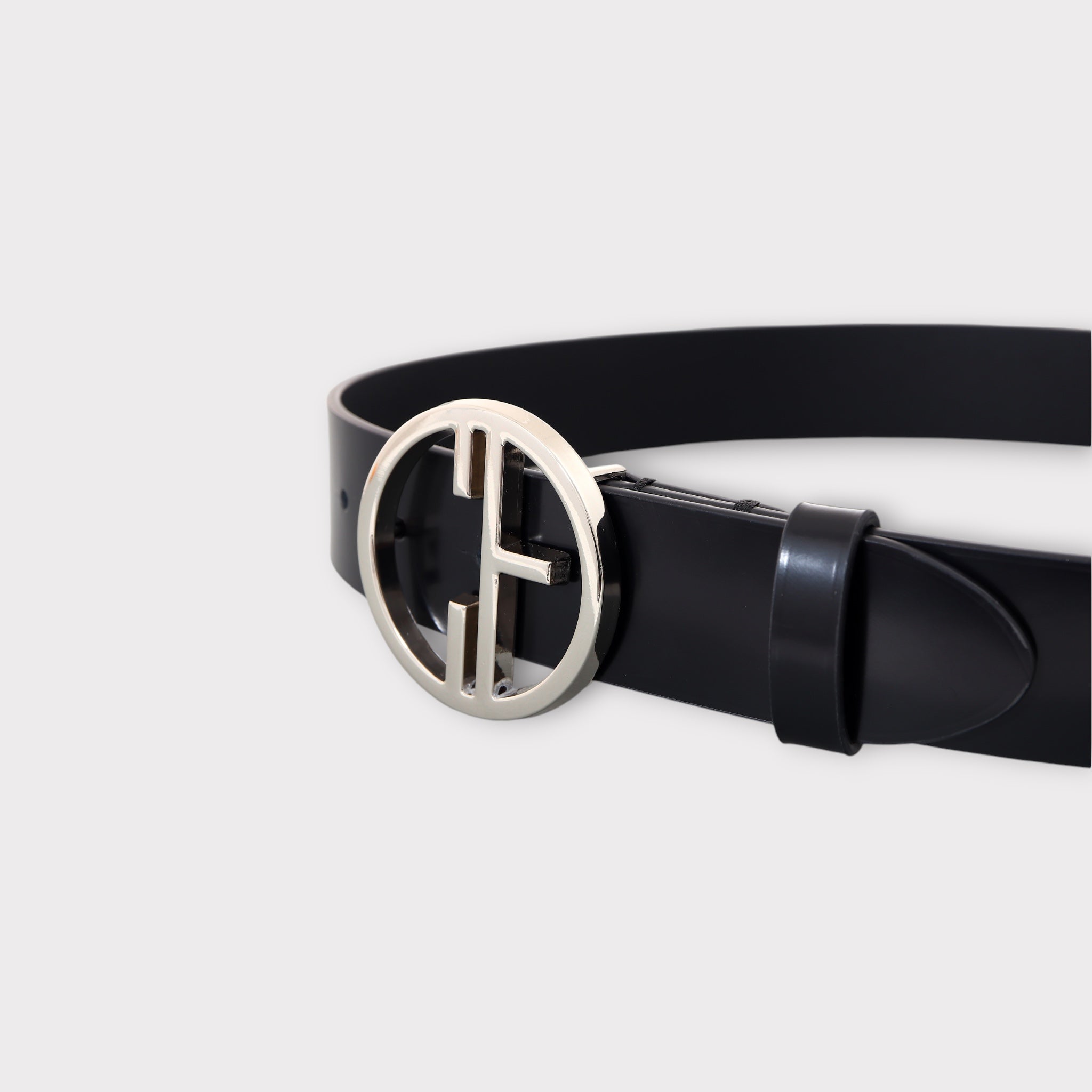 Women's belt - Semi patent leather - 35 mm - Black - Silver | COLDFIRE - COLDFIRE