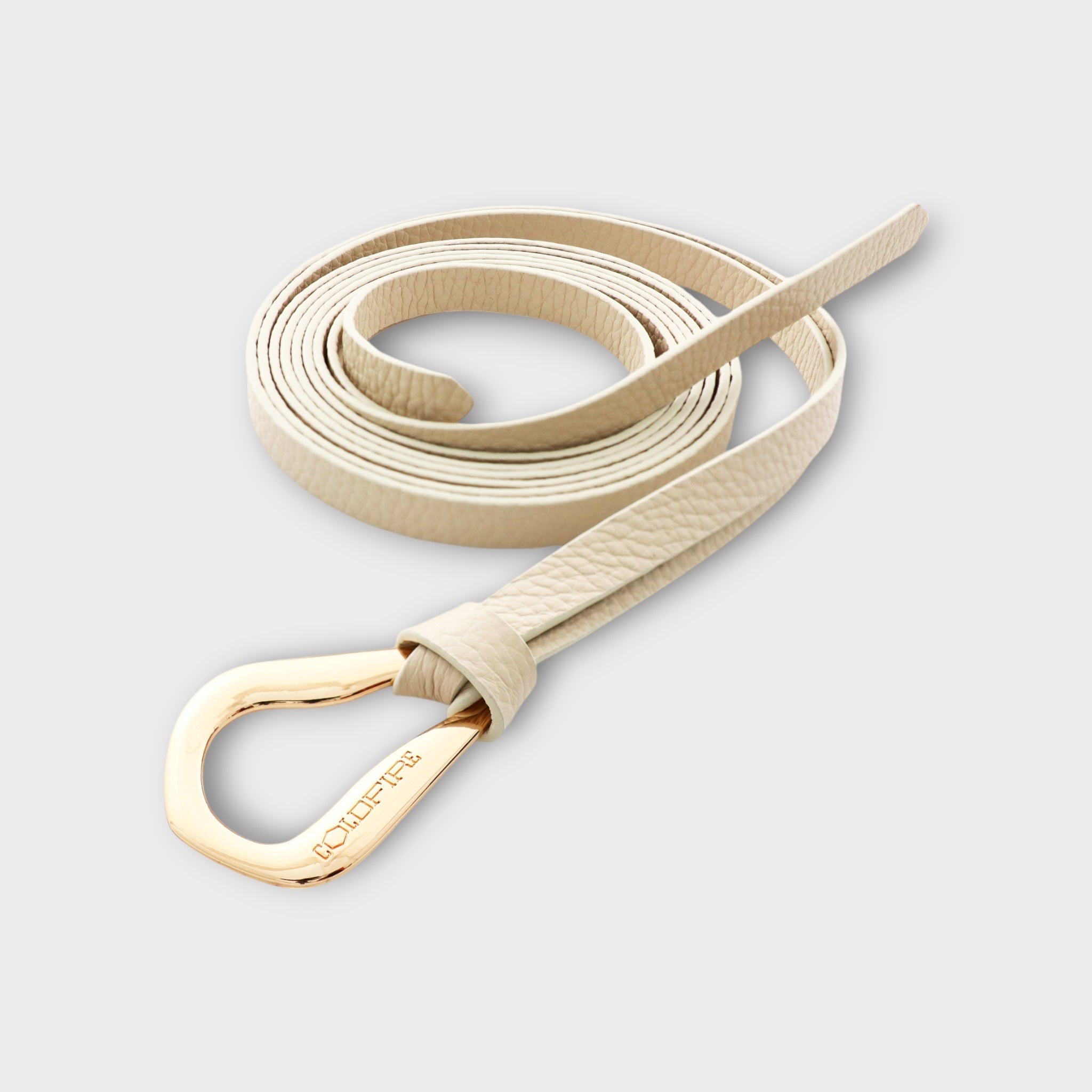 Women's double knot belt - genuine leather - 10 mm - Off White - Gold | COLDFIRE - COLDFIRE