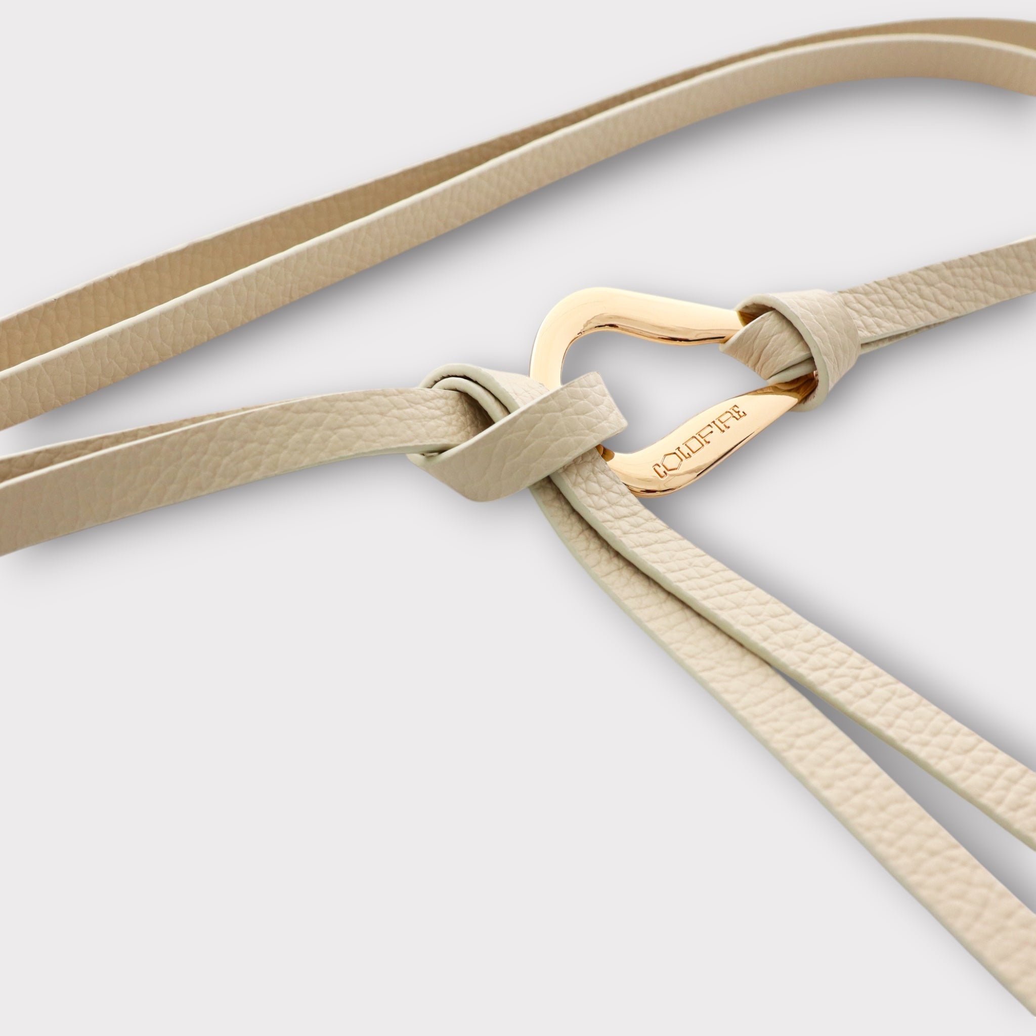 Women's double knot belt - genuine leather - 10 mm - Off White - Gold | COLDFIRE - COLDFIRE