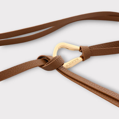 Women's double knot belt - genuine leather - 10 mm - Taupe - Gold | COLDFIRE - COLDFIRE