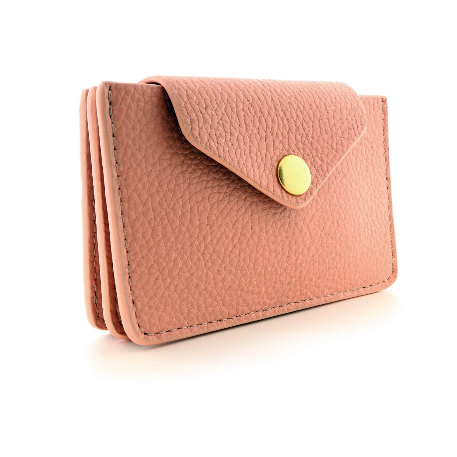 Women's Small Card Case Wallet with Flap. Mini Credit Card Holder. Soft Ash Rose Leather - COLDFIRE